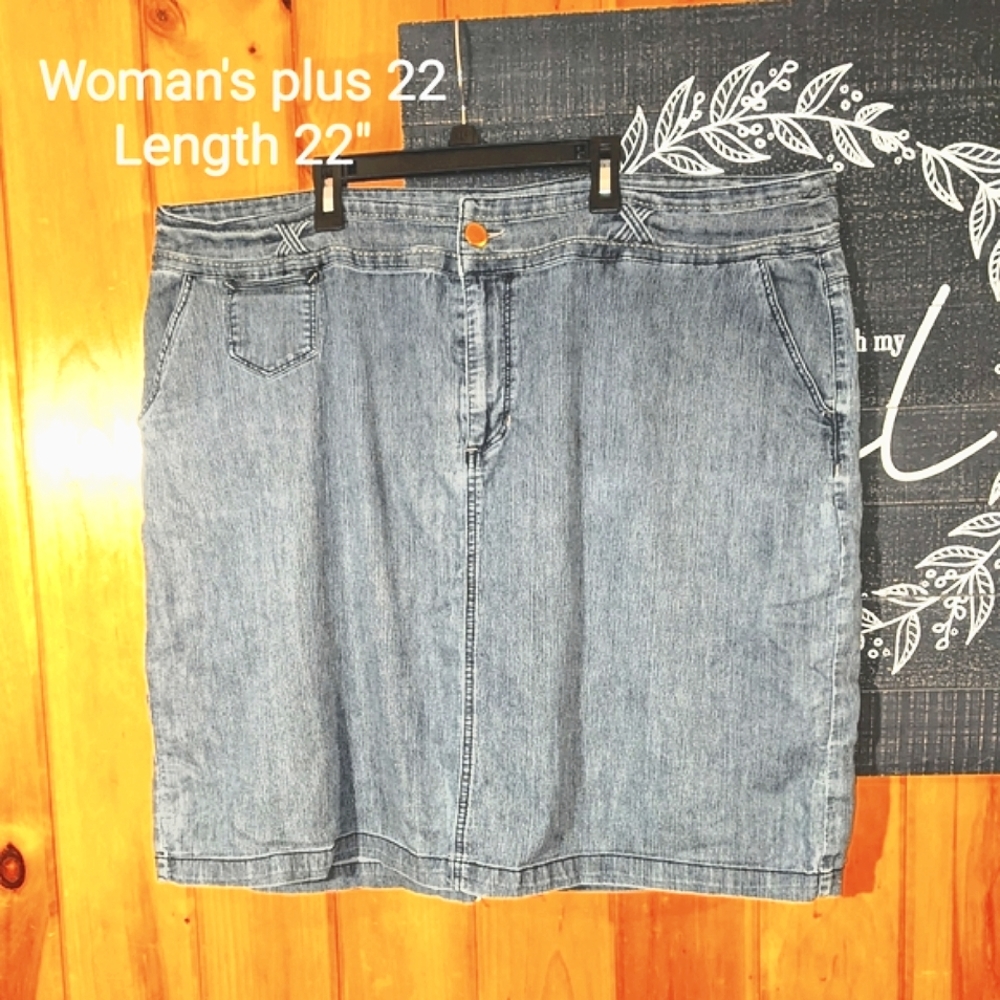CJ Banks Denim Jean Plus Sz Skirt sz 22